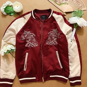 Stylish Red/White Bomber Jacket from Forever21